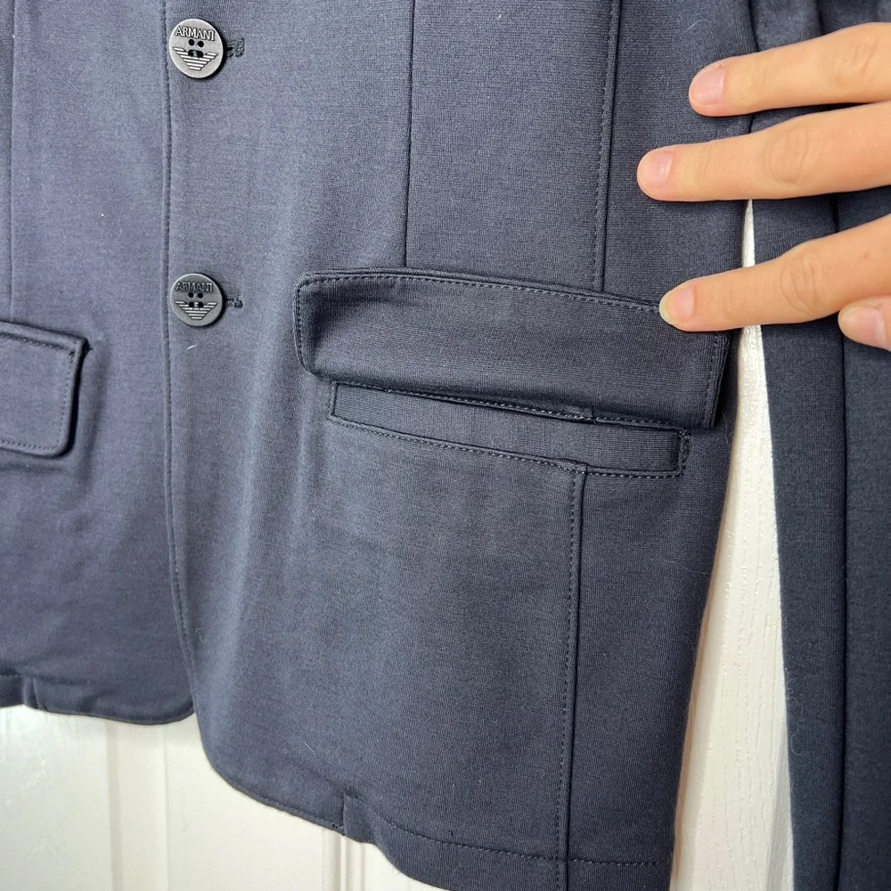 Armani Junior Boys Navy Knit Blazer | Size 13A | Designer Jacket